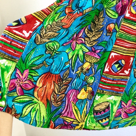 Baileyb Vtg Tropical Rainbow Collared Dress Sz S - Picture 7 of 8